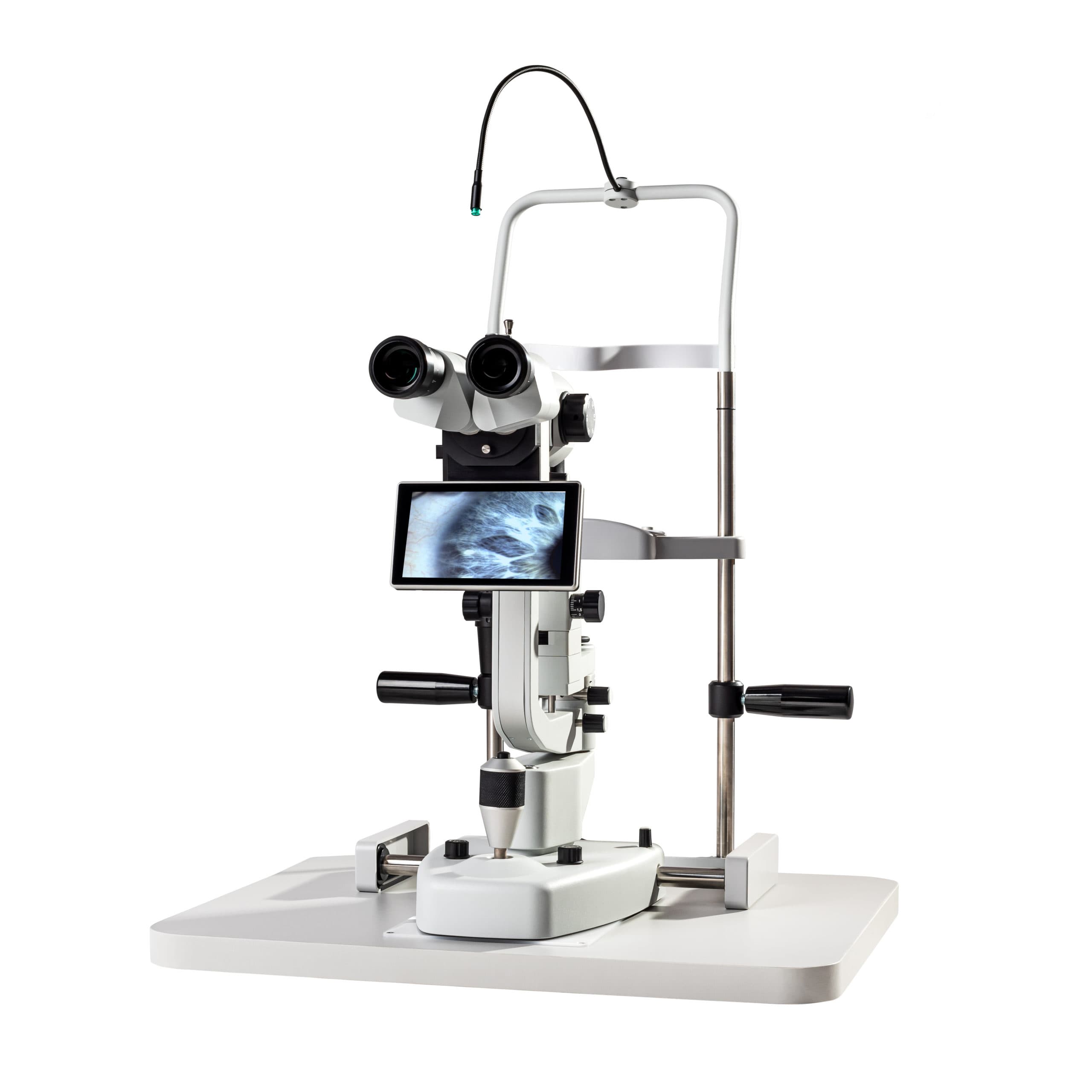 Illustrative photo of a slit lamp microscope used during eye examinations